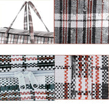10x Extra Large Checkered Bags  - Striped Shopping Bags - 80cm x 70cm x 30cm