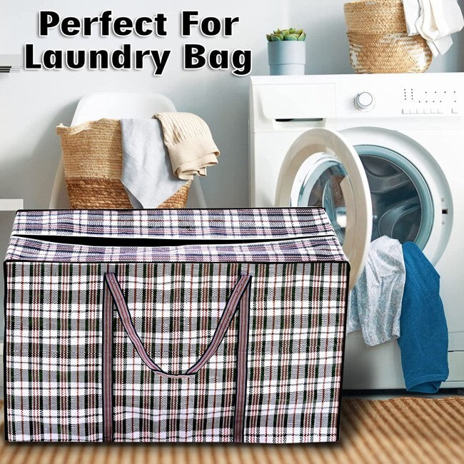 10x Extra Large Checkered Bags  - Striped Shopping Bags - 80cm x 70cm x 30cm