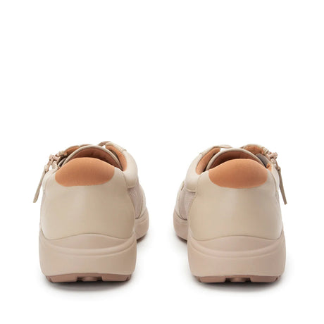 Alegria Womens TRAQ Eazee Athletic Lace-Up Sneaker Shoes with Side Zipper - Bone
