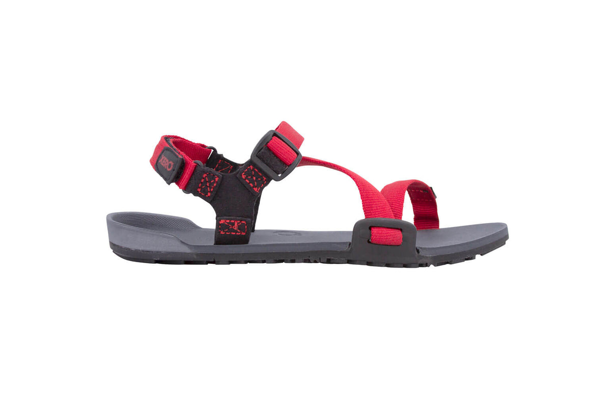 Xero Kids Z-Trail Barefoot Hiking Sandals - Charcoal/Red Pepper (Zero Drop)