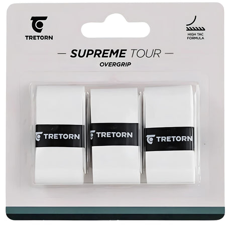 Tretorn Supreme Tour 3 Pack Overgrip Grip Tennis Pickleball Padel in White