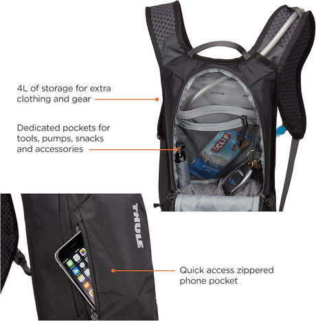 Thule Uptake Hydration Cycling Bike Riding Bag in Black (4L Storage + 2.5L Water Reservoir)