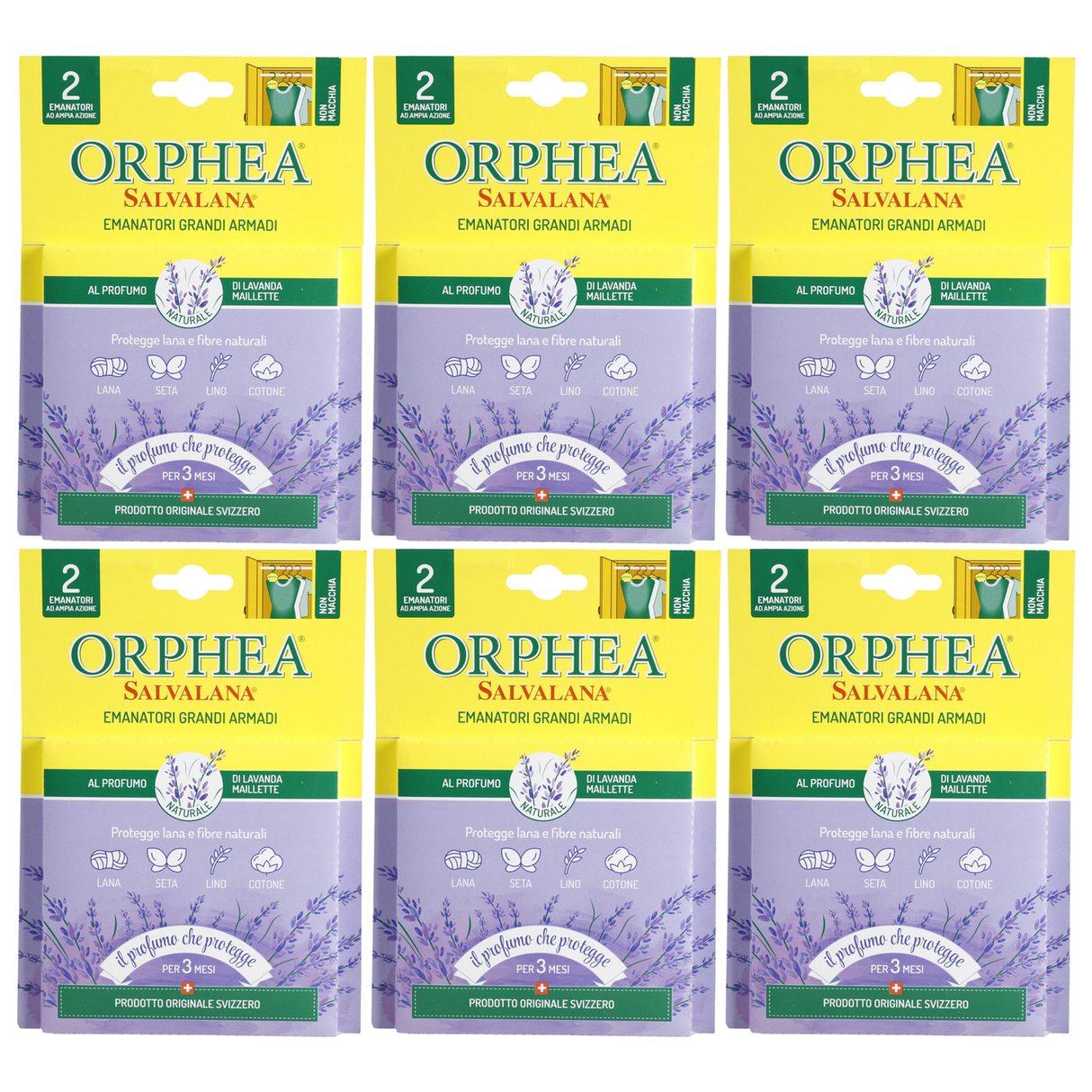 6x Orphea 2pcs Clothes Protector Scented Natural Diffuser Hanger Bulk Pack - Lavender (Closet/Wardrobe)