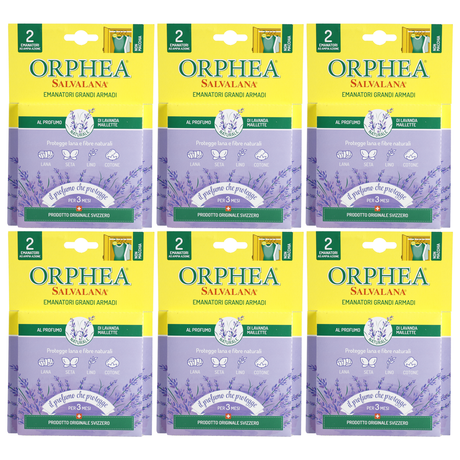 6x Orphea 2pcs Clothes Protector Scented Natural Diffuser Hanger Bulk Pack - Lavender (Closet/Wardrobe)
