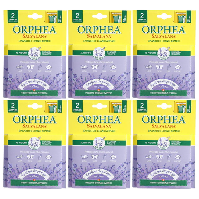 6x Orphea 2pcs Clothes Protector Scented Natural Diffuser Hanger Bulk Pack - Lavender (Closet/Wardrobe)