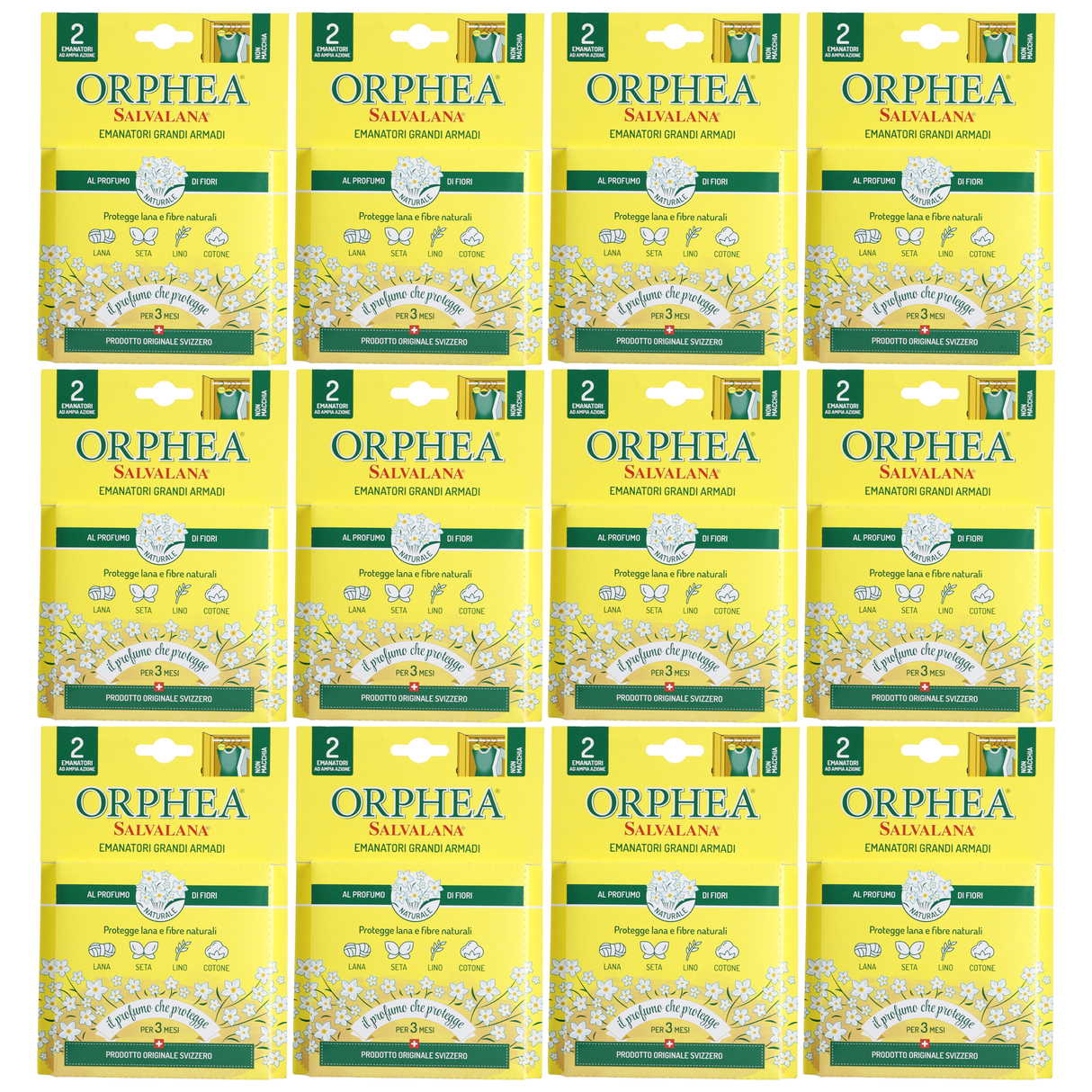12x Orphea 2pcs Clothes Protector Scented Natural Diffuser Hanger Bulk Pack - Flower (Closet/Wardrobe)