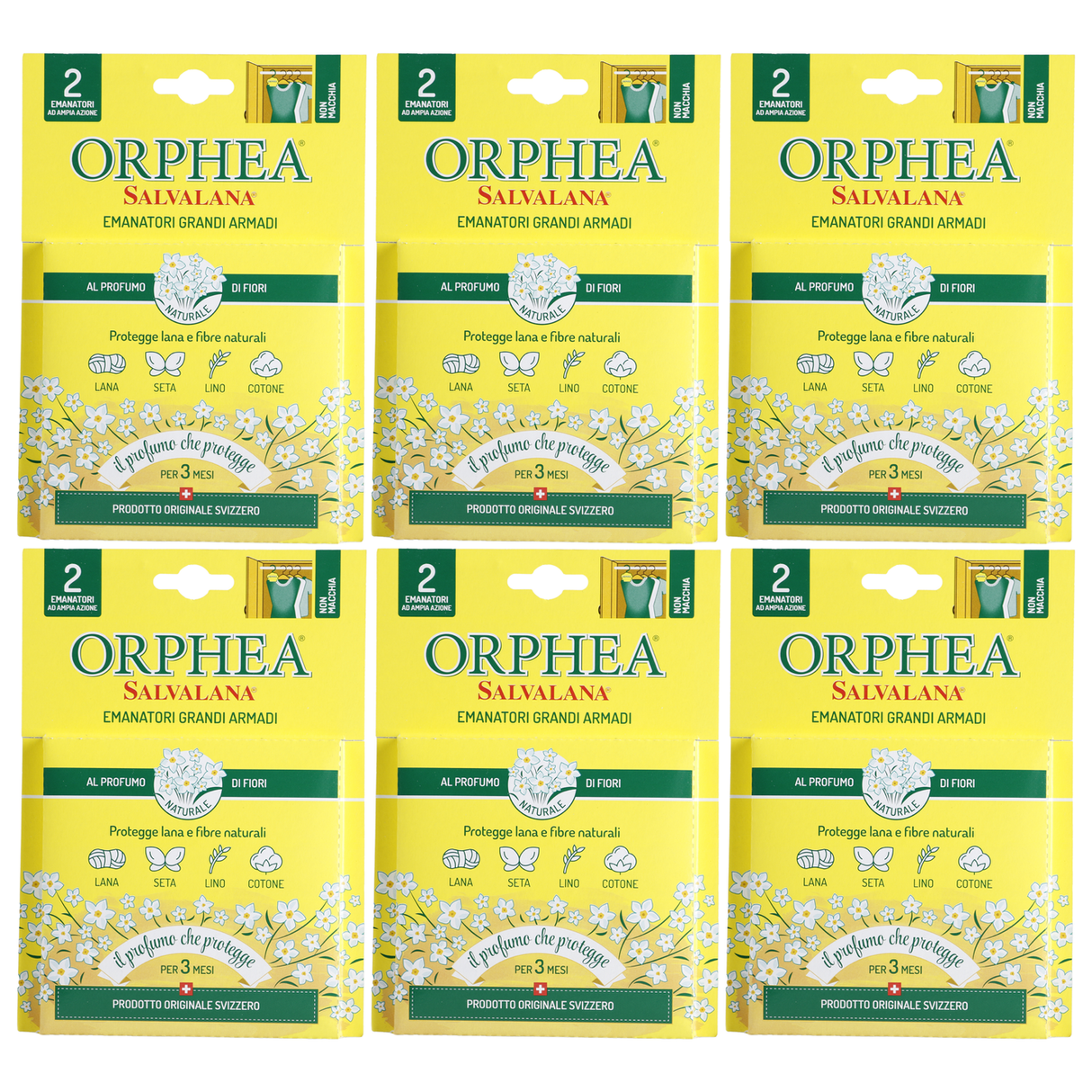 6x Orphea 2pcs Clothes Protector Scented Natural Diffuser Hanger Bulk Pack - Flower (Closet/Wardrobe)