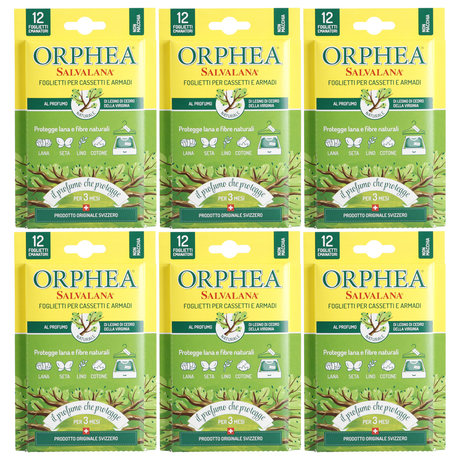 6x Orphea 12pcs Clothes Protector Scented Strips Bulk Pack - Virginian Cedarwood (Drawers/Closets)
