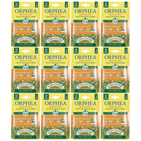 12x Orphea 12pcs Clothes Protector Scented Strips Bulk Pack - Sandalwood & Bergamot (Drawers/Closets)