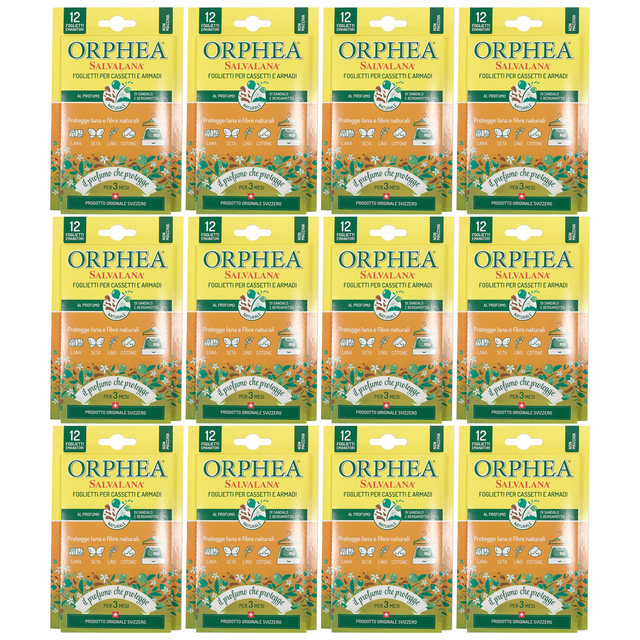12x Orphea 12pcs Clothes Protector Scented Strips Bulk Pack - Sandalwood & Bergamot (Drawers/Closets)