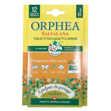 6x Orphea 12pcs Clothes Protector Scented Strips Bulk Pack - Sandalwood & Bergamot (Drawers/Closets)