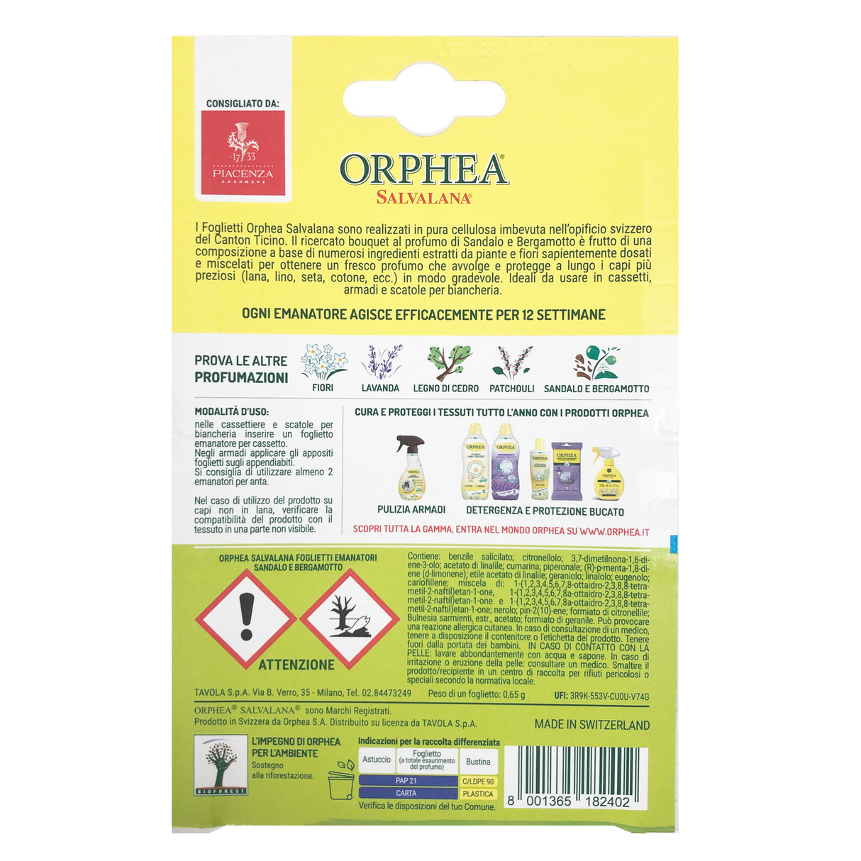 Orphea 12pcs Clothes Protector Scented Strips - Sandalwood & Bergamot (Drawers/Closets)