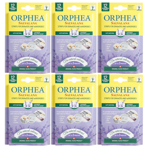 6x Orphea 12pcs Clothes Protector Scented Strips Bulk Pack - Natural Lavender (Drawers/Closets)