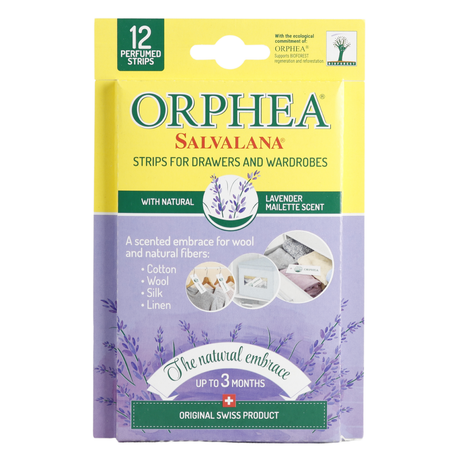 6x Orphea 12pcs Clothes Protector Scented Strips Bulk Pack - Natural Lavender (Drawers/Closets)