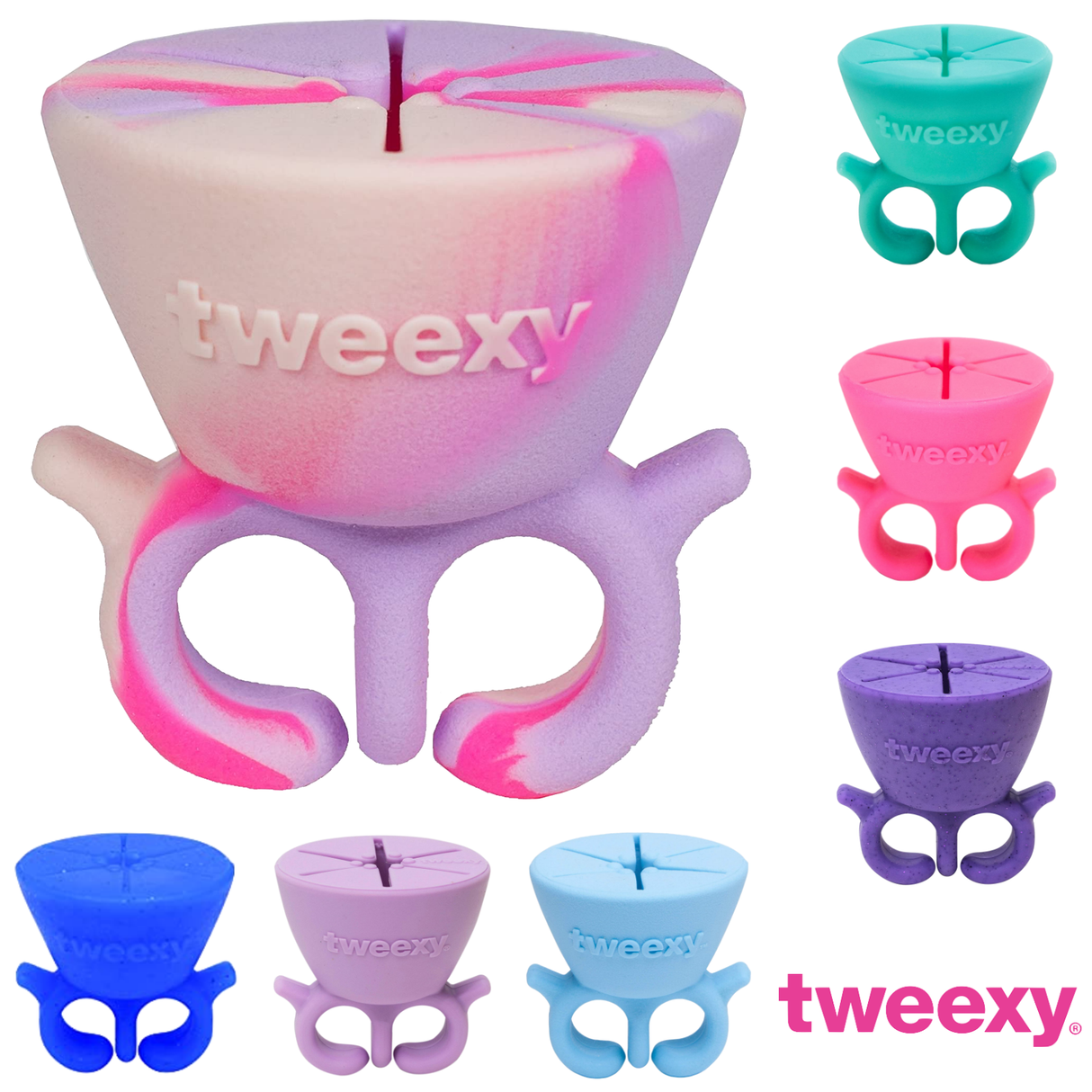 Tweexy Nail Polish Bottle Holder Washable Wearable Ring Silicone - Bonbon Pink