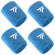 4x Tecnifibre XL Cotton Wristband Bulk Pack - Azur (Tennis & Squash Sweatband)