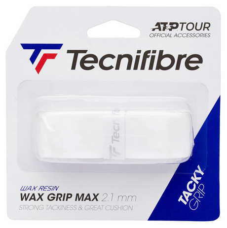 12x Tecnifibre Wax Tennis Grip Max Tacky Grip 2.1mm - Strong Tackiness in White