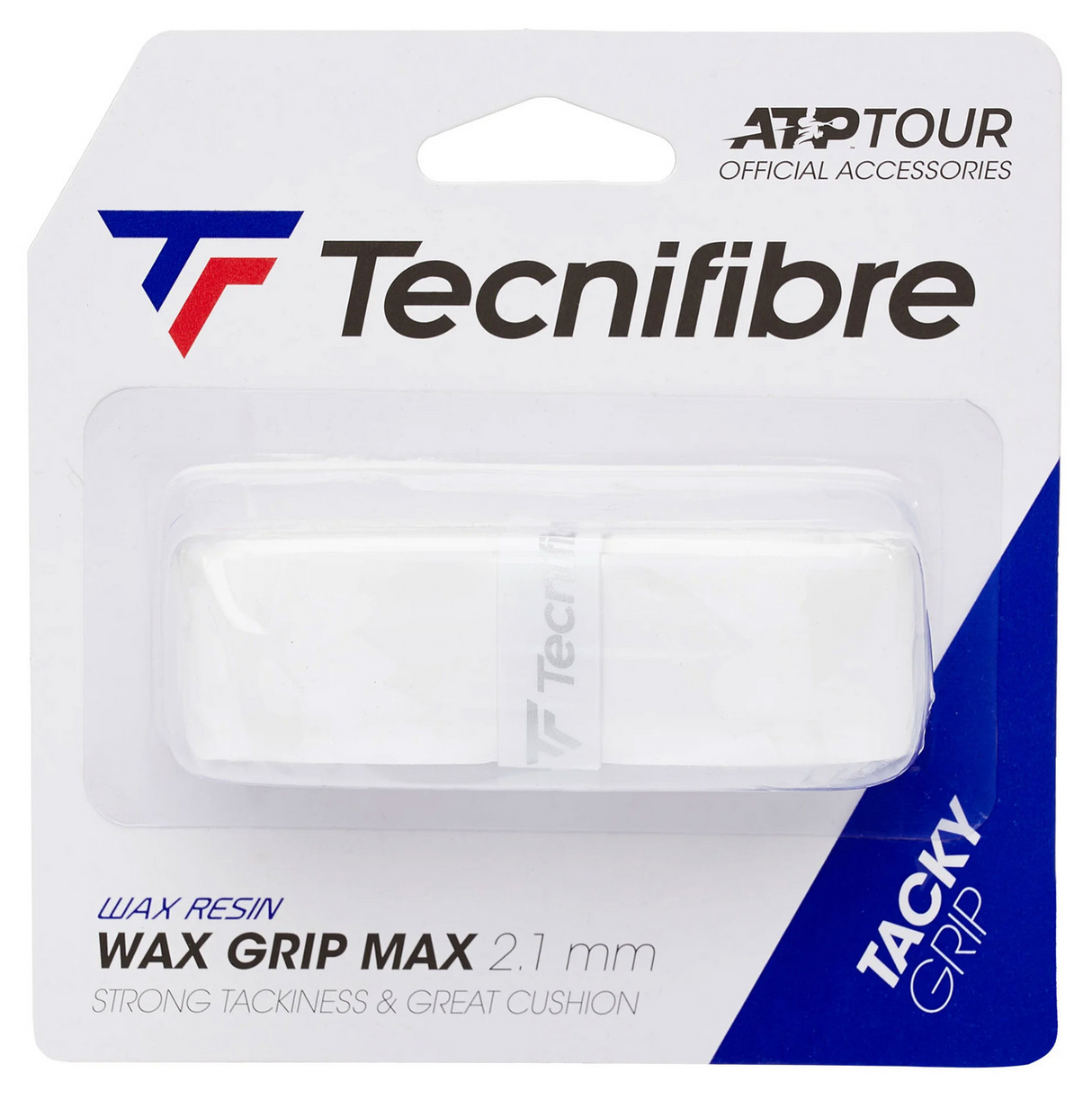 Tecnifibre Wax Tennis Replacement Grip Max Tacky Grip 2.1mm - Strong Tackiness in White
