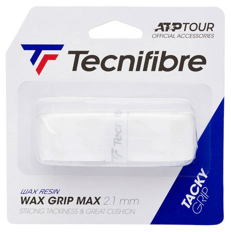 Tecnifibre Wax Tennis Replacement Grip Max Tacky Grip 2.1mm - Strong Tackiness in White
