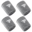 4x Tecnifibre XL Cotton Wristband Bulk Pack - Silver (Tennis & Squash Sweatband)