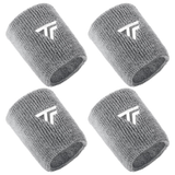 4x Tecnifibre XL Cotton Wristband Bulk Pack - Silver (Tennis & Squash Sweatband)