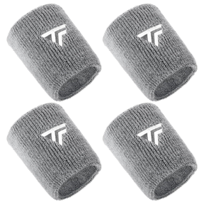 4x Tecnifibre XL Cotton Wristband Bulk Pack - Silver (Tennis & Squash Sweatband)