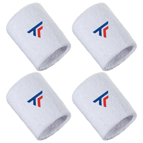 4x Tecnifibre XL Cotton Wristband Bulk Pack - White (Tennis & Squash Sweatband)
