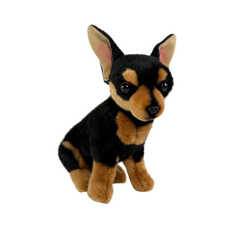 Bocchetta Taco 25cm Sitting Chihuahua Plush Toy - Black/Tan (Realistic Stuffed Animal Dog Gift)