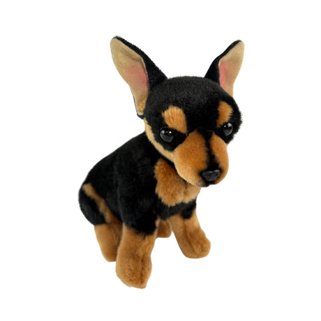 Bocchetta Taco 25cm Sitting Chihuahua Plush Toy - Black/Tan (Realistic Stuffed Animal Dog Gift)