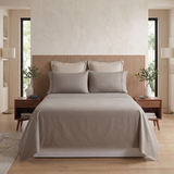 Renee Taylor Strada 1000TC Egyptian Cotton Bed Sheet Set - Taupe (Embroidered Trim)