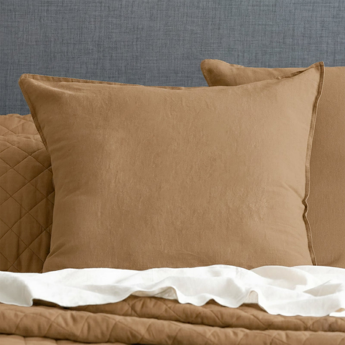 Renee Taylor Washed Linen Cotton Quilt Cover Set - Terracotta