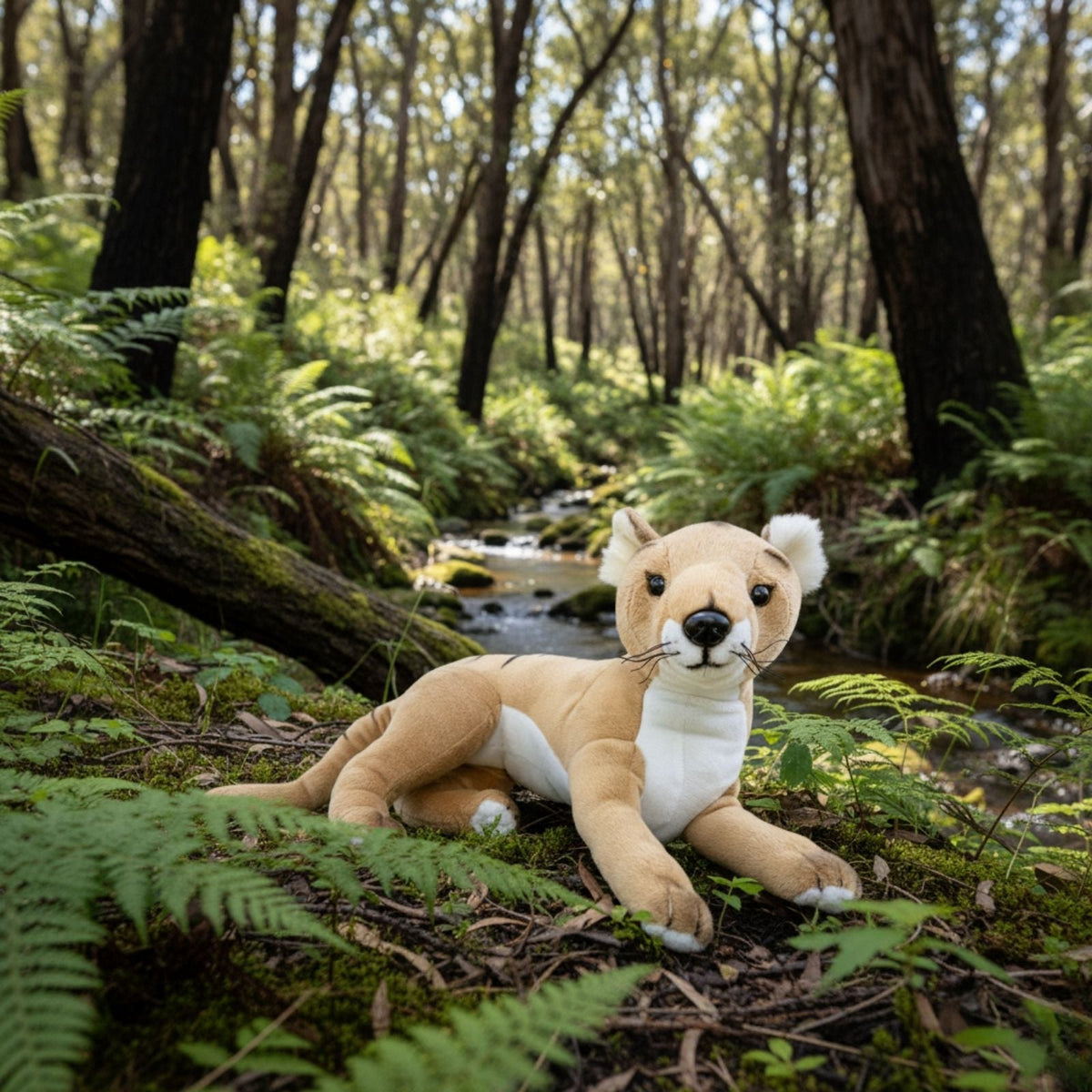 Bocchetta Theo 40cm Lying Tasmanian Tiger Plush Toy (Australian Stuffed Animal Souvenir Gift)