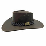Jacaru 1011 Tiger King Leather Hat - Brown (Water Resistant & UPF 50+ Made in Australia)