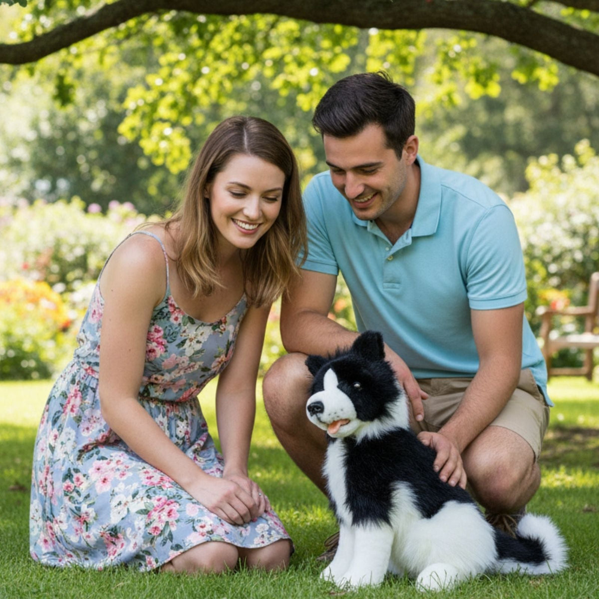 Bocchetta Tommy 35cm Sitting Border Collie Plush Toy (Realistic Stuffed Animal Dog Gift)