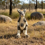 Bocchetta Tracy 26cm Grey Kangaroo with Joey Plush Toy (Australian Stuffed Animal Souvenir Gift)