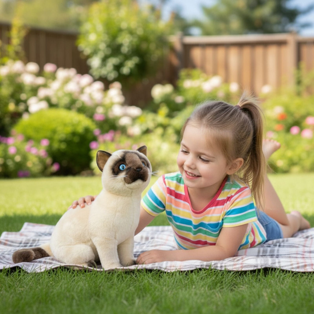 Bocchetta Tulip 36cm Sitting Siamese Cat Plush Toy (Realistic Stuffed Animal Cat Gift)