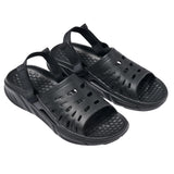 Joybees Adults Trekking Slide Lightweight Adjustable Strap Waterproof Comfort Sandal in Solid Coal