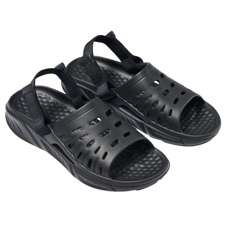 Joybees Adults Trekking Slide Lightweight Adjustable Strap Waterproof Comfort Sandal in Solid Coal