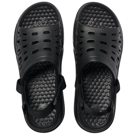 Joybees Adults Trekking Slide Lightweight Adjustable Strap Waterproof Comfort Sandal in Solid Coal