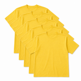 5x Mens Plain 100% Cotton Loose Fit Yellow T-Shirt Bulk Pack - Basic Baggy Top