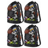 4x Sports Drawstring Ball Bag Bulk Pack - Large (Football/Basketball/Volleyball/Soccer/Tennis Storage)