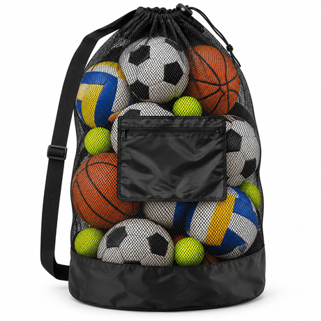4x Sports Drawstring Ball Bag Bulk Pack - Large (Football/Basketball/Volleyball/Soccer/Tennis Storage)