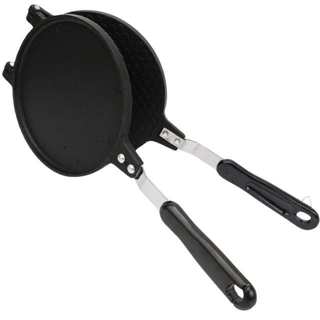 18cm Non-Stick Cast Aluminium Waffle Maker - Black (Pancake Breakfast Making)