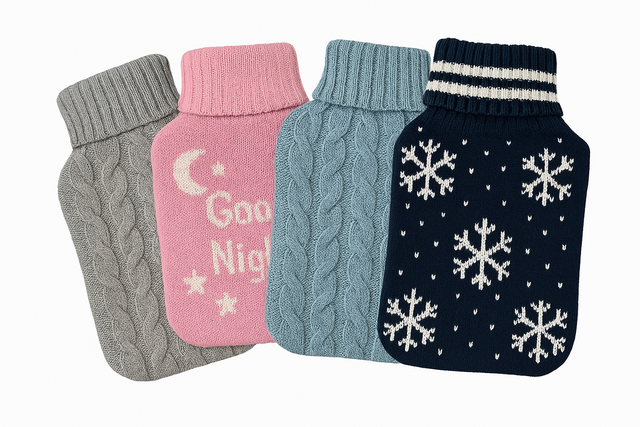 HOT WATER BOTTLE KNITTED COVER ONLY Winter Warm Soft Bag Relaxing Warm - Assorted