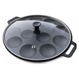 1x Dutch Poffertjes 12 Dimple Cast Aluminium Mini Pancake Pan w/ Handles & Lid (Pack)