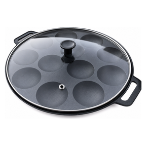 1x Dutch Poffertjes 12 Dimple Cast Aluminium Mini Pancake Pan w/ Handles & Lid (Pack)