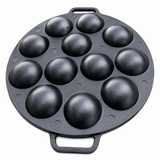 Dutch Poffertjes 12 Dimple Cast Aluminium Mini Pancake Pan w/ Handles & Lid