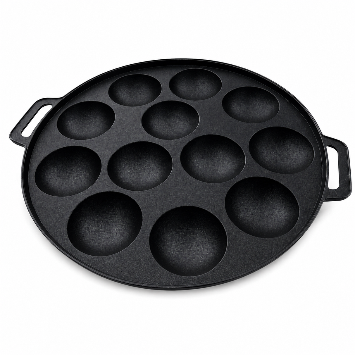Dutch Poffertjes 12 Dimple Cast Aluminium Mini Pancake Pan w/ Handles & Lid