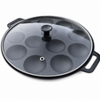 Dutch Poffertjes 12 Dimple Cast Aluminium Mini Pancake Pan w/ Handles & Lid