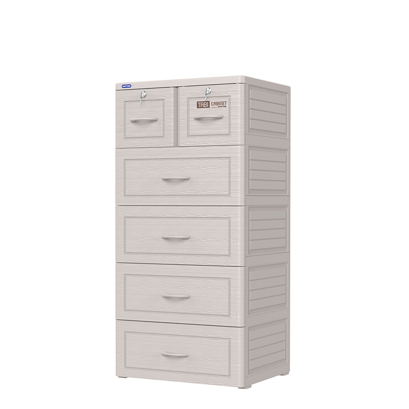 DuyTan Tabi Cabinet 5 Drawer Plastic Storage Unit 60x48x124cm White Wood Look
